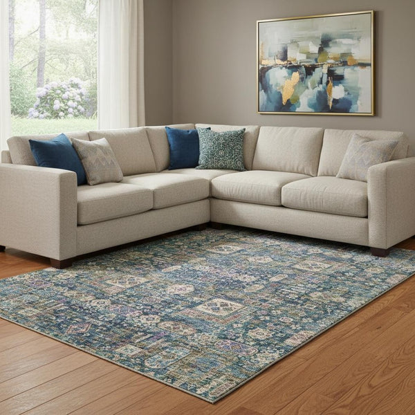 HomeRoots 8' X 10' Floral Area Rug - Durable, Washable, UV-Protected Beauty for Living Rooms & Bedrooms 653384