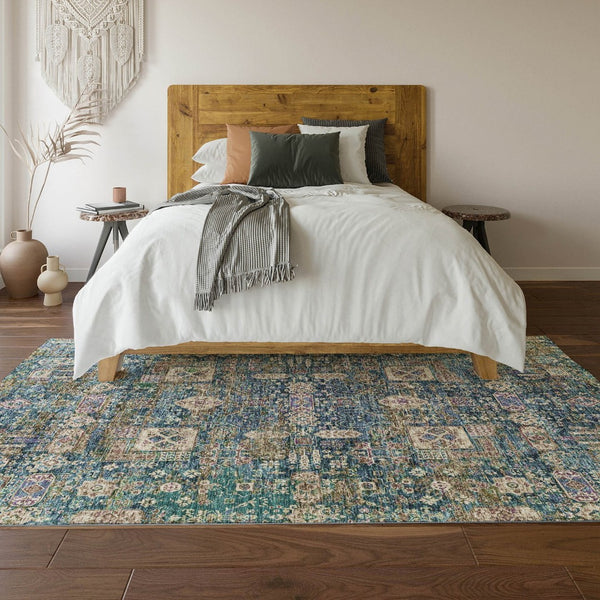 HomeRoots 8' X 10' Floral Area Rug - Durable, Washable, UV-Protected Beauty for Living Rooms & Bedrooms 653384