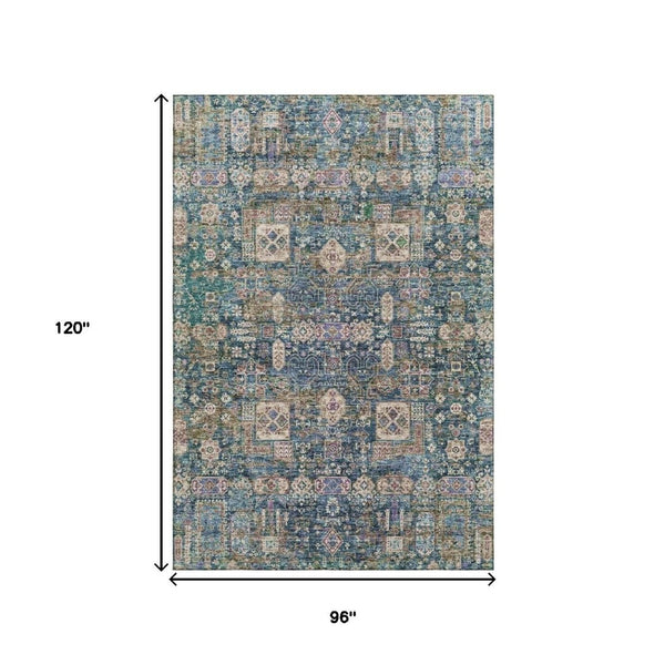 HomeRoots 8' X 10' Floral Area Rug - Durable, Washable, UV-Protected Beauty for Living Rooms & Bedrooms 653384