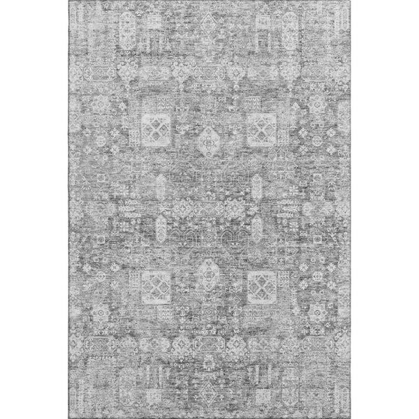 HomeRoots 5' X 8' Gray And Ivory Floral Washable Area Rug - Stylish, Durable, UV Protected for Family Spaces 653388