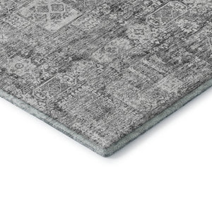 HomeRoots 5' X 8' Gray And Ivory Floral Washable Area Rug - Stylish, Durable, UV Protected for Family Spaces 653388