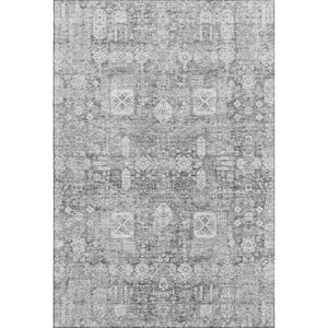 HomeRoots 8' X 10' Gray and Ivory Floral Area Rug - Durable, Washable, UV Protected for Stylish Living Spaces 653390