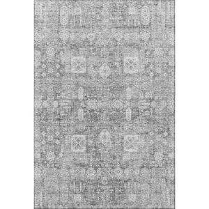 HomeRoots 8' X 10' Gray and Ivory Floral Area Rug - Durable, Washable, UV Protected for Stylish Living Spaces 653390