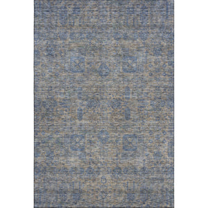 HomeRoots 9' X 12' Khaki & Blue Floral Area Rug - Washable, UV Protected, Stain-Resistant for Busy Homes 653397
