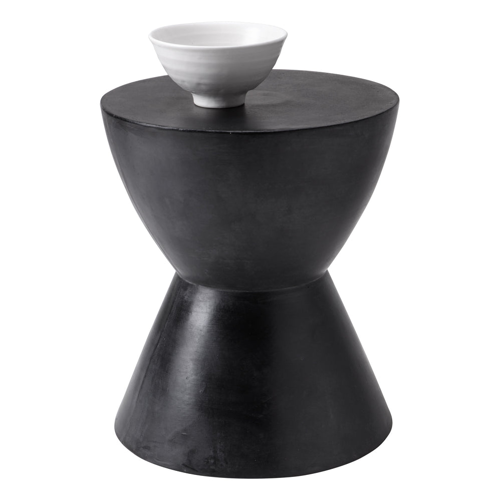 Sunpan Logan Sculptural Round End Table – Contemporary Concrete Design for Urban Living Spaces Black