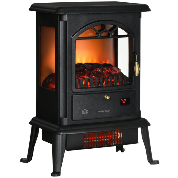 English Elm Homcom 23" Electric Infrared Fireplace Stove - Realistic Log Flame, Adjustable Heat, Timer, Safety Features W2225P249851