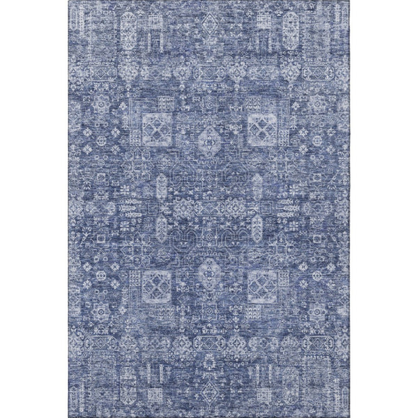 HomeRoots 5' X 8' Navy Blue Floral Area Rug - Washable, UV Protected, Durable Design for Elegant Home Decor 653400