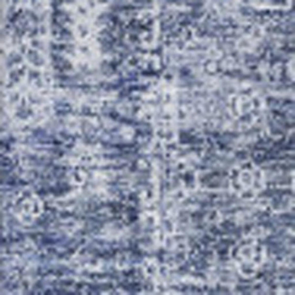 HomeRoots 9' X 12' Navy Blue & Ivory Floral Washable Area Rug – Durable, Stain-Resistant, UV-Protected Design 653403
