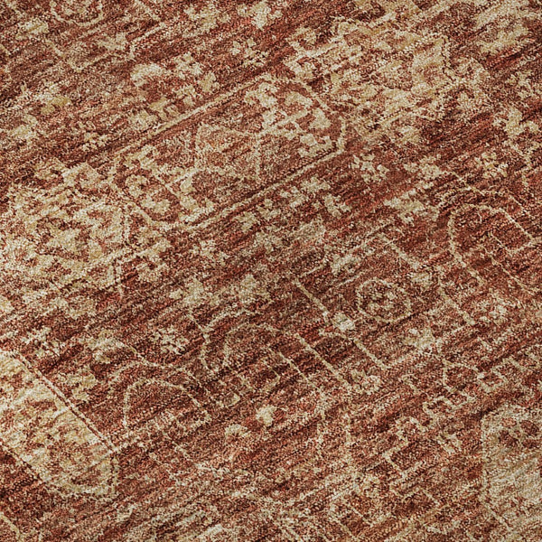 HomeRoots 5' X 8' Chili Red & Copper Floral Area Rug - Washable, UV-Protected, Durable & Stylish for Homes 653406
