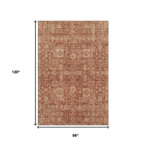 HomeRoots 8' X 10' Chili Red & Copper Floral Area Rug - Washable, UV-Protected, Perfect for High-Traffic Spaces! 653408