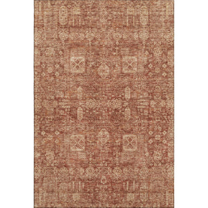 HomeRoots 10' Chili Red & Copper Floral Washable Area Rug - UV Protected, Durable & Perfect for Family Spaces 653410