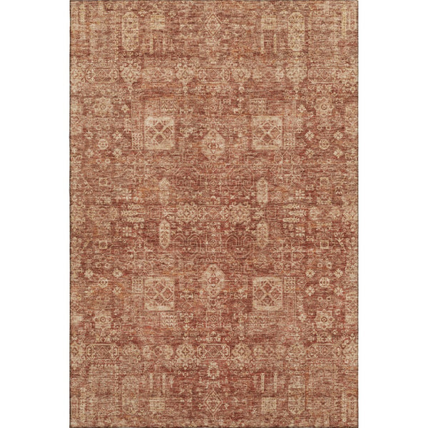 HomeRoots 10' Chili Red & Copper Floral Washable Area Rug - UV Protected, Durable & Perfect for Family Spaces 653410
