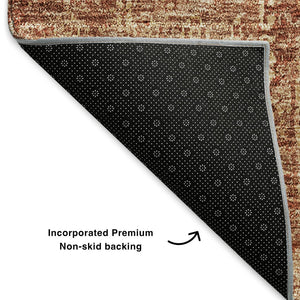 HomeRoots 10' Chili Red & Copper Floral Washable Area Rug - UV Protected, Durable & Perfect for Family Spaces 653410