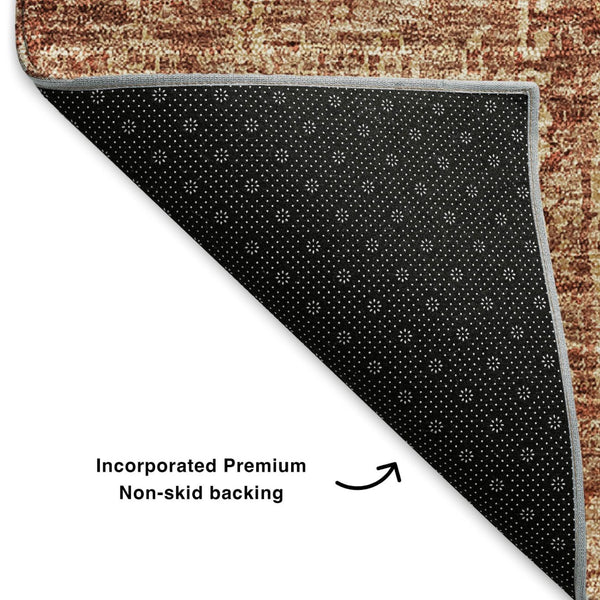 HomeRoots 10' Chili Red & Copper Floral Washable Area Rug - UV Protected, Durable & Perfect for Family Spaces 653410