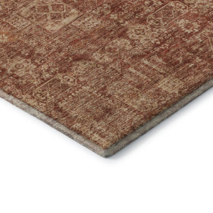 HomeRoots 10' Chili Red & Copper Floral Washable Area Rug - UV Protected, Durable & Perfect for Family Spaces 653410