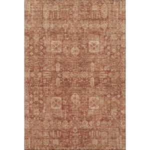 HomeRoots 10' Chili Red & Copper Floral Washable Area Rug - UV Protected, Durable & Perfect for Family Spaces 653410