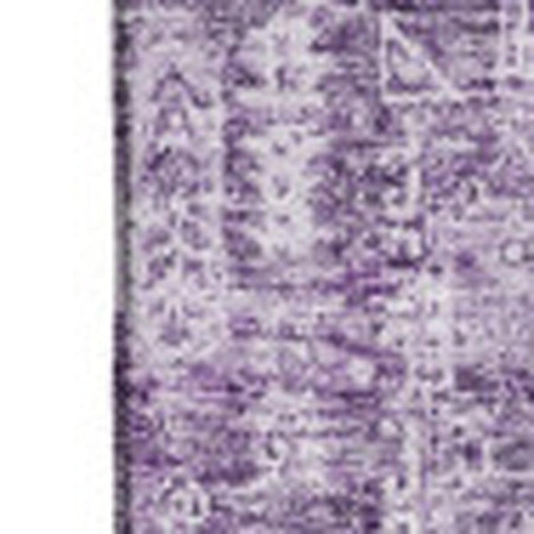 HomeRoots 5' X 8' Purple And Ivory Floral Area Rug - Washable, Stain Resistant, UV Protected for Homes 653412