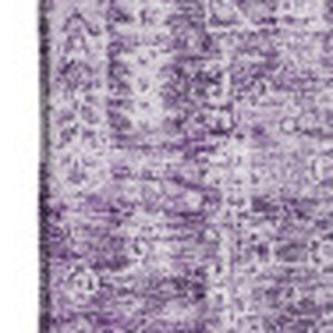 HomeRoots 8' X 10' Elegant Purple and Ivory Floral Area Rug - Washable, UV-Protected, Stain-Resistant Design 653414