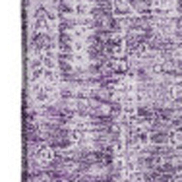 HomeRoots 8' X 10' Elegant Purple and Ivory Floral Area Rug - Washable, UV-Protected, Stain-Resistant Design 653414