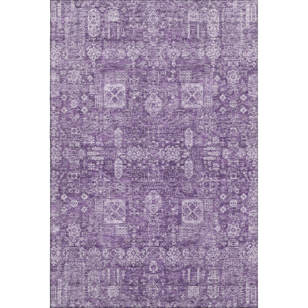 HomeRoots 9' X 12' Floral Area Rug in Purple & Ivory - Washable, UV Protected & Perfect for Family Spaces 653415