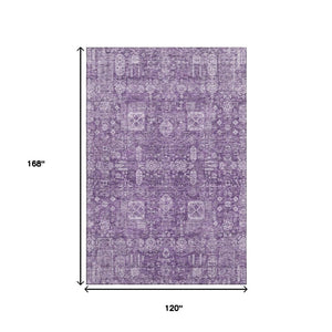 HomeRoots 10' X 14' Purple Floral Area Rug - Washable, UV Protected, Stain Resistant, Perfect for Homes! 653416