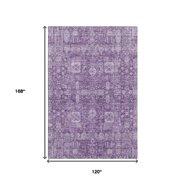 HomeRoots 10' X 14' Purple Floral Area Rug - Washable, UV Protected, Stain Resistant, Perfect for Homes! 653416