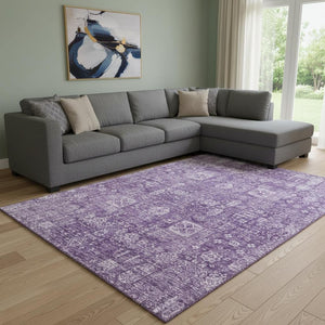 HomeRoots 10' X 14' Purple Floral Area Rug - Washable, UV Protected, Stain Resistant, Perfect for Homes! 653416