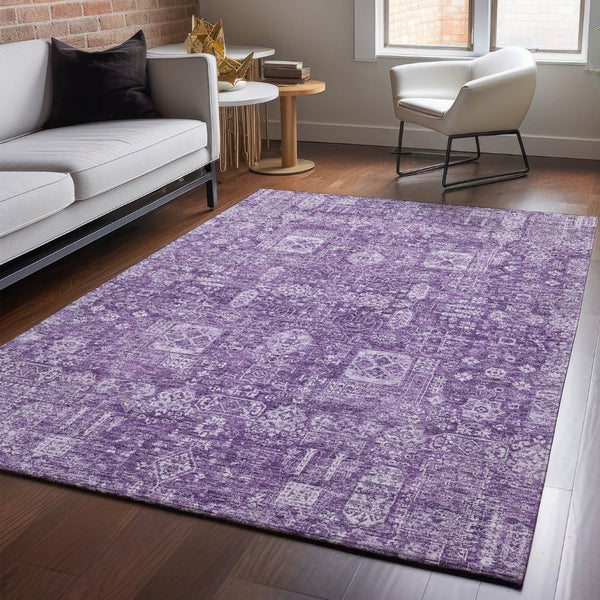 HomeRoots 10' X 14' Purple Floral Area Rug - Washable, UV Protected, Stain Resistant, Perfect for Homes! 653416