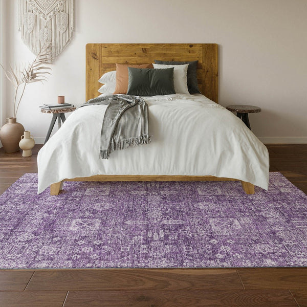 HomeRoots 10' X 14' Purple Floral Area Rug - Washable, UV Protected, Stain Resistant, Perfect for Homes! 653416