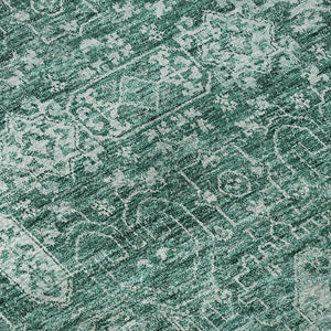 HomeRoots 9' X 12' Teal and Aqua Floral Area Rug - Durable, Stain-Resistant, UV Protected for Stylish Living Spaces 653421