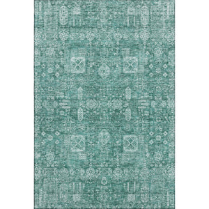 HomeRoots 10' X 14' Teal and Aqua Floral Washable Area Rug - UV Protected, Soft, Stylish & Durable for Any Space! 653422