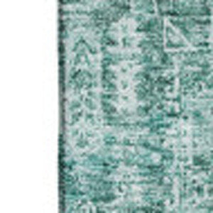 HomeRoots 10' X 14' Teal and Aqua Floral Washable Area Rug - UV Protected, Soft, Stylish & Durable for Any Space! 653422