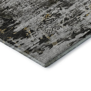 HomeRoots 8' Stylish Taupe, Ivory & Charcoal Abstract Round Rug - Washable, UV Protected & Stain Resistant! 653425