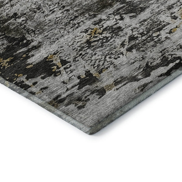 HomeRoots 8' Stylish Taupe, Ivory & Charcoal Abstract Round Rug - Washable, UV Protected & Stain Resistant! 653425