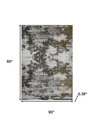 HomeRoots 9' X 12' Taupe Ivory Charcoal Abstract Area Rug - Durable, Stain-Resistant with UV Protection! 653427