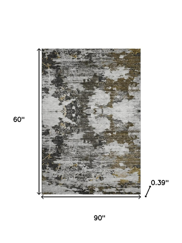 HomeRoots 9' X 12' Taupe Ivory Charcoal Abstract Area Rug - Durable, Stain-Resistant with UV Protection! 653427