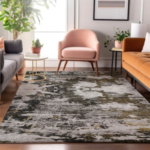 HomeRoots 9' X 12' Taupe Ivory Charcoal Abstract Area Rug - Durable, Stain-Resistant with UV Protection! 653427