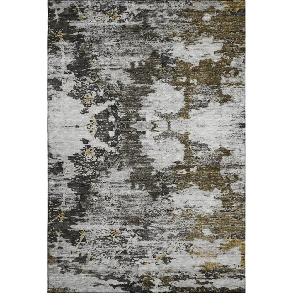 HomeRoots 9' X 12' Taupe Ivory Charcoal Abstract Area Rug - Durable, Stain-Resistant with UV Protection! 653427