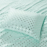 Intelligent Design Metallic Dot Glam/Luxury Printed Sheet Set ID20-1738 Aqua/Silver