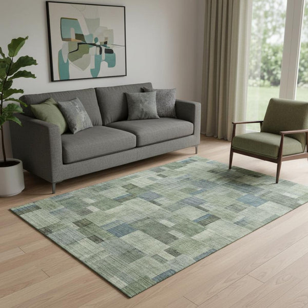 HomeRoots 5' X 8' Geometric Area Rug - Soft, Washable, UV-Protected, Pet-Friendly, Stylish for Modern Homes 653430