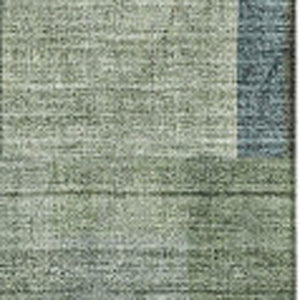 HomeRoots 9' X 12' Geometric Area Rug - Washable, UV-Protected, Stylish Green, Blue & Gray for Active Homes 653433