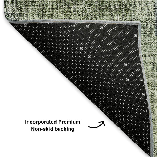 HomeRoots 10' X 14' Stylish Geometric Washable Area Rug in Green, Blue & Gray – UV Protected for Durability! 653434
