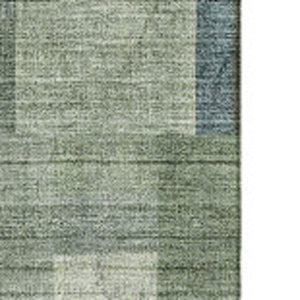 HomeRoots 10' X 14' Stylish Geometric Washable Area Rug in Green, Blue & Gray – UV Protected for Durability! 653434