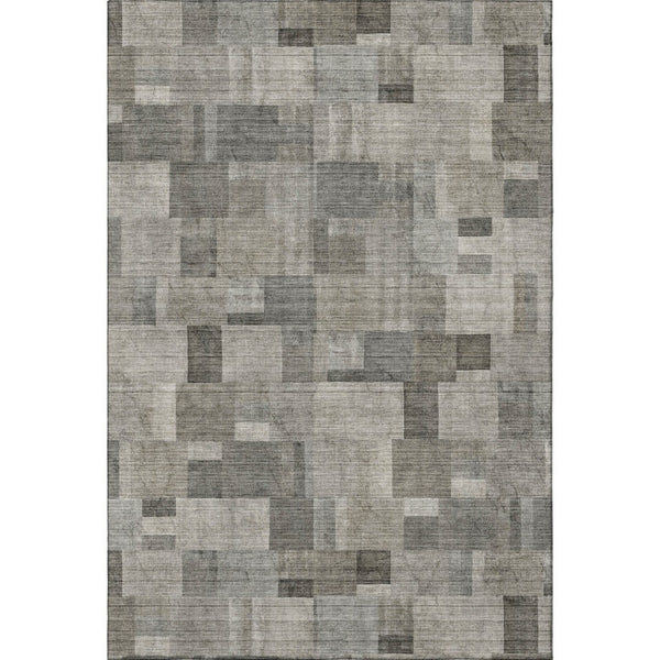 HomeRoots 5' X 8' Stylish Taupe, Charcoal & Beige Geometric Washable Area Rug with UV Protection & Durability 653436