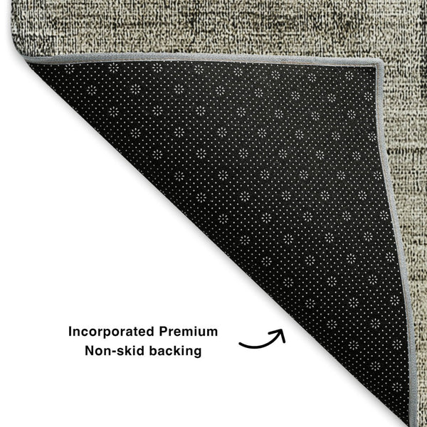 HomeRoots 8' Taupe Charcoal Beige Geometric Round Rug - Washable, UV Protected, Durable for Indoor & Outdoor Use 653437