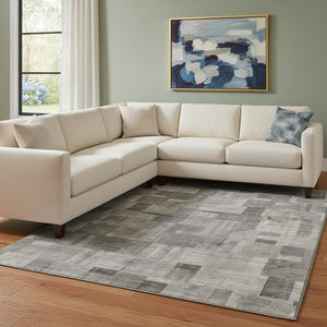 HomeRoots 8' X 10' Taupe Charcoal Beige Geometric Washable Area Rug – Stylish, Stain-Resistant & UV Protected! 653438