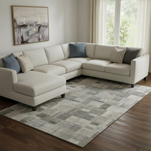 HomeRoots 10' Geometric Taupe Charcoal Beige Area Rug - Washable, UV Protected, Stain Resistant for Busy Homes 653440