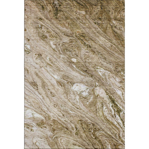 HomeRoots 5' X 8' Brown And Ivory Abstract Area Rug - Washable, UV-Protected, Durable Design for Any Space 653442