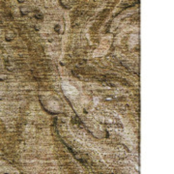 HomeRoots 5' X 8' Brown And Ivory Abstract Area Rug - Washable, UV-Protected, Durable Design for Any Space 653442