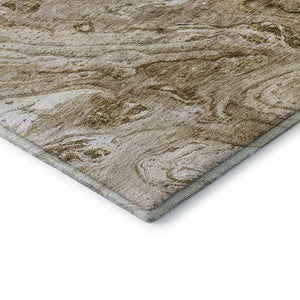 HomeRoots 5' X 8' Brown And Ivory Abstract Area Rug - Washable, UV-Protected, Durable Design for Any Space 653442
